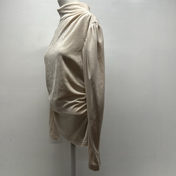 ALC Joss Top Blouse Mock Neck Long Sleeve Velvet Velour Ivory Cream Size 10 - Picture 5 of 10